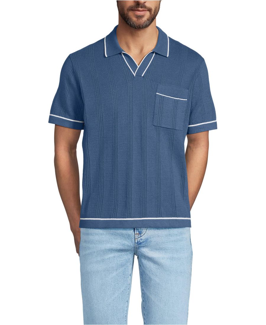 

Мужская футболка-поло с коротким рукавом и текстурированной отделкой Lands' End, Nightfall blue, Синий, Мужская футболка-поло с коротким рукавом и текстурированной отделкой Lands' End, Nightfall blue