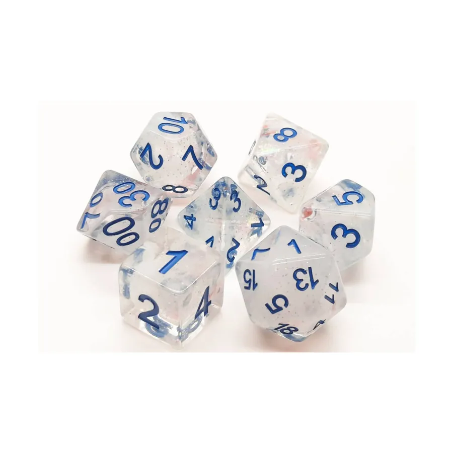 

Поли-комплект «Снежный день» с синим цветом (7), Acrylic-Resin Dice - Infused