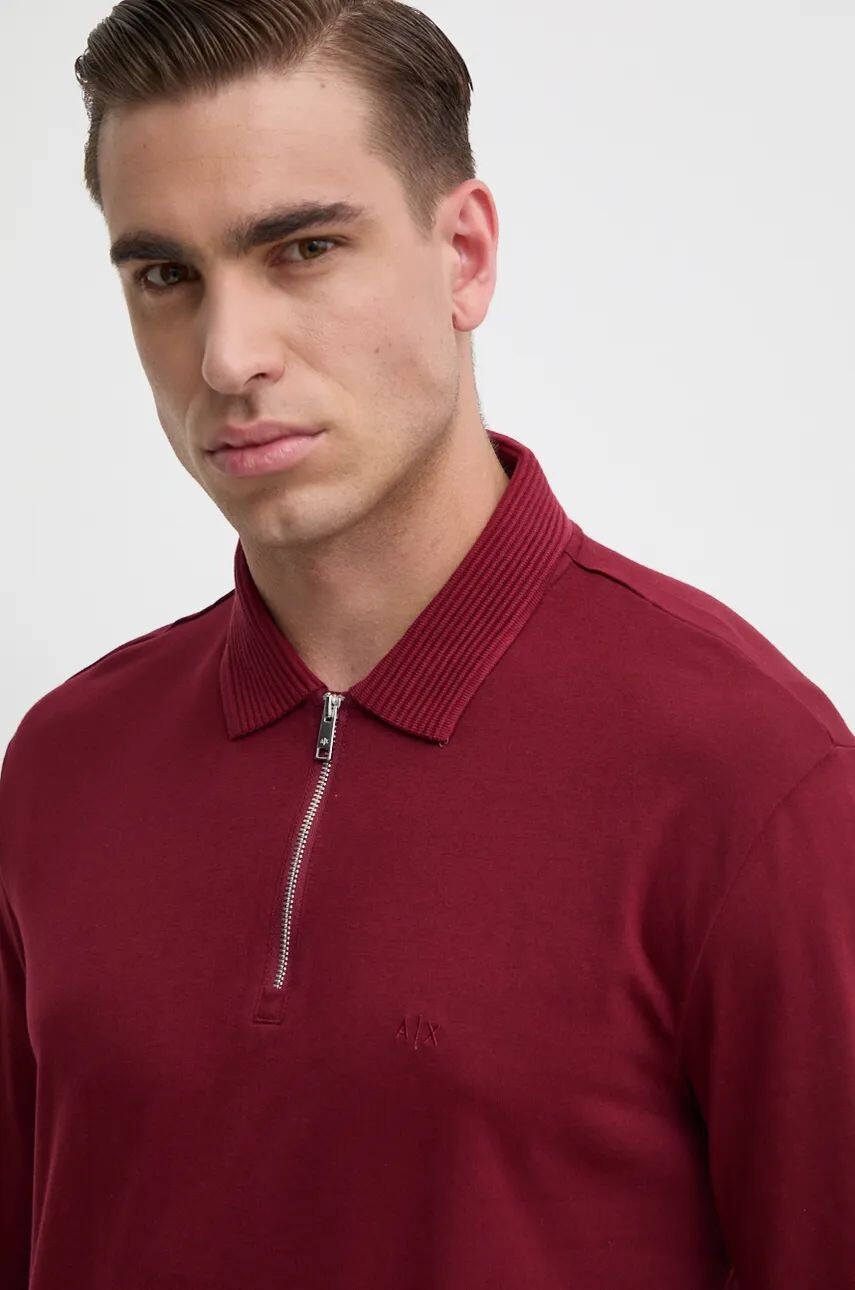 

Хлопковый топ Armani Exchange с длинными рукавами, гранатовый