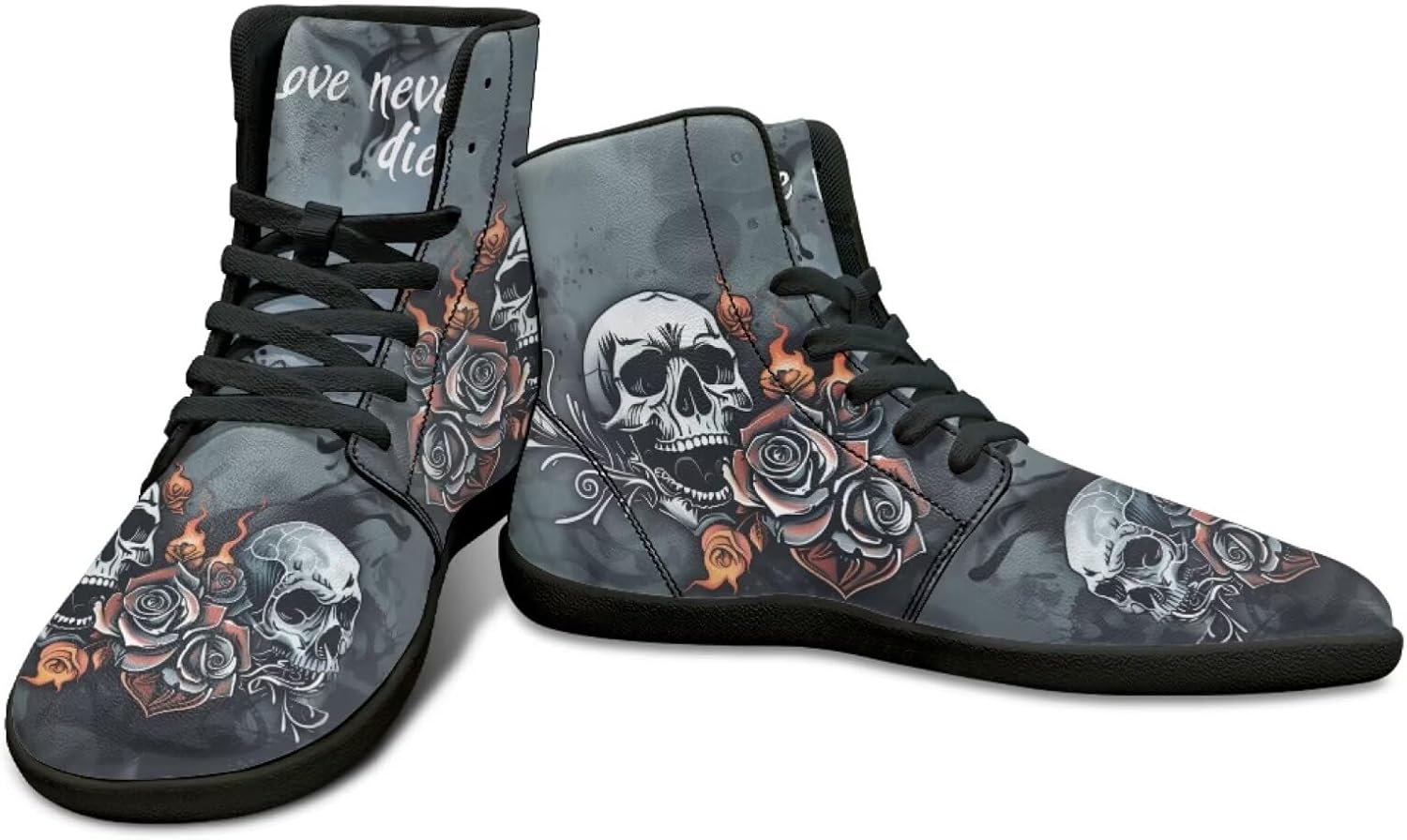 

Высокие кроссовки с черепом- кроссовки без перепада высоты, противоскользящие, для бега, тренажерного зала, заземленная обувь для мужчин Watdotory, Love Never Die Design