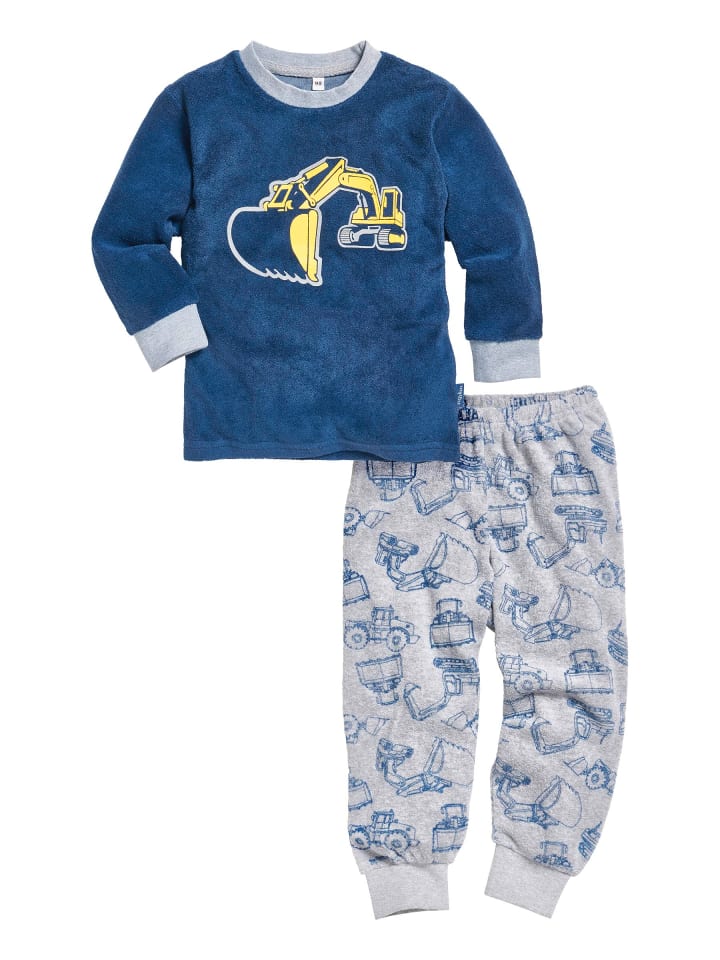 

Playshoes Пижама из махровой ткани с рисунком экскаватора, темно-синего цвета