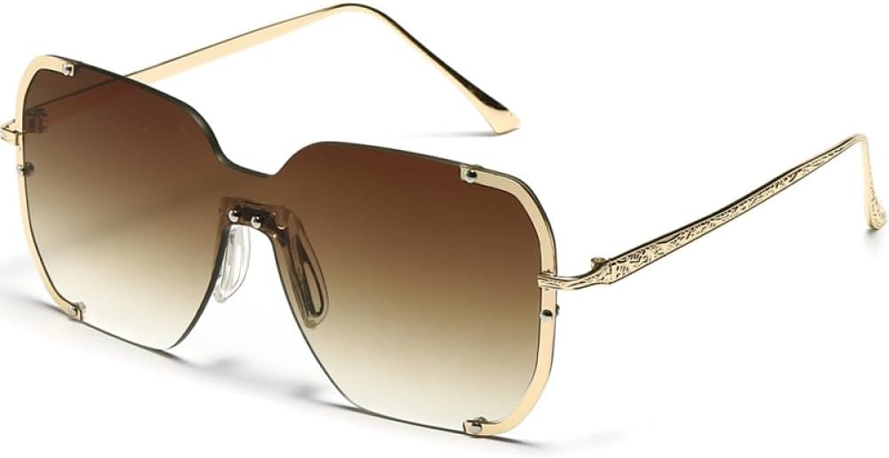 

Мужские солнцезащитные очки в стиле панк с крупной металлической оправой, роскошные женские солнцезащитные очки UV400 (зелено-желтые, один размер) LXLHWN, Gradient Tea