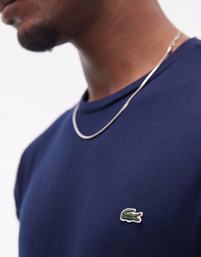 Футболка Lacoste с круглым вырезом и логотипом темно-синего цвета — фото 4