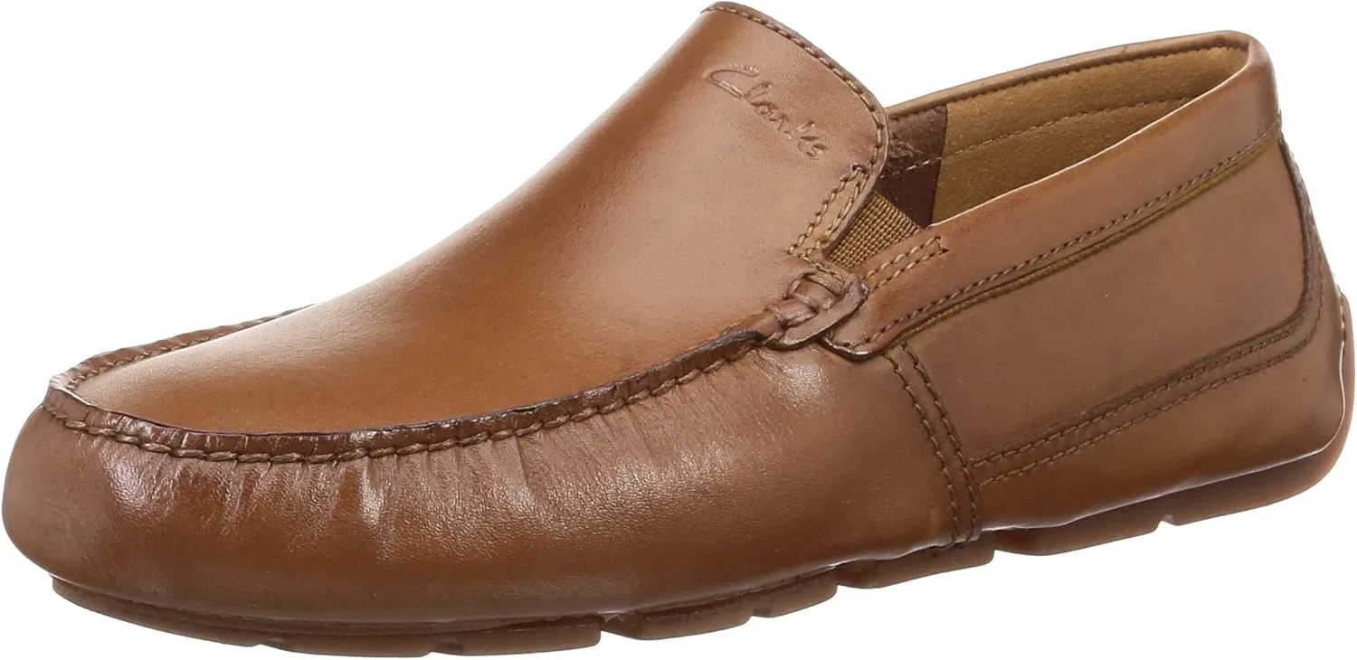 Мужские мокасины Clarks Markman Plain Drivers Slipper, Dark Tan Lea