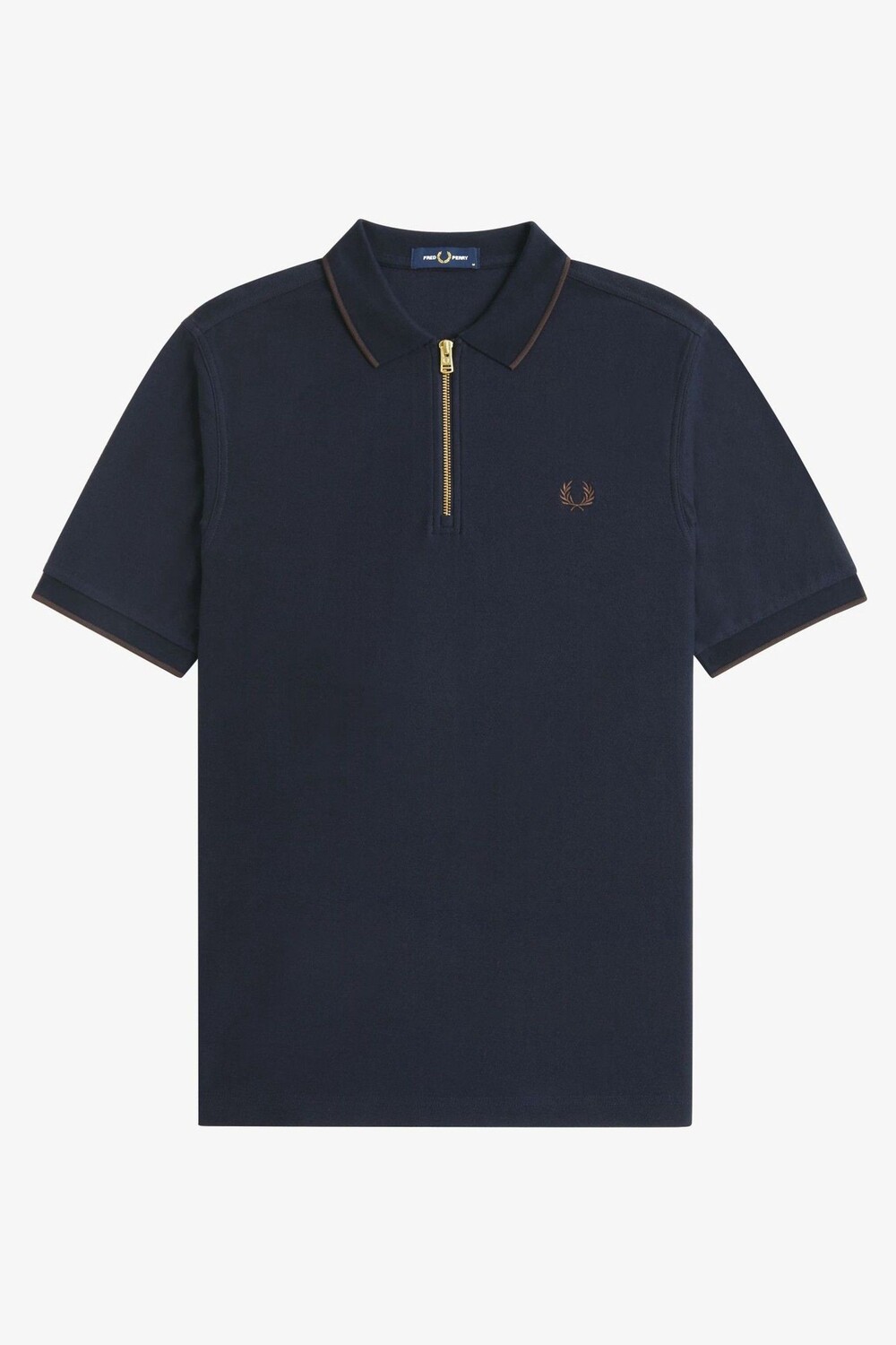 

Рубашка поло из креп пике с застежкой молнией на воротнике Fred Perry, синий
