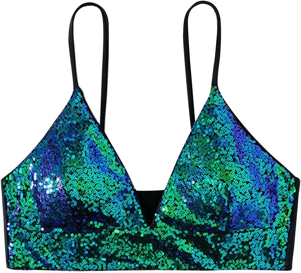 

Женский топ Metallic Sequins Crop HGps8w