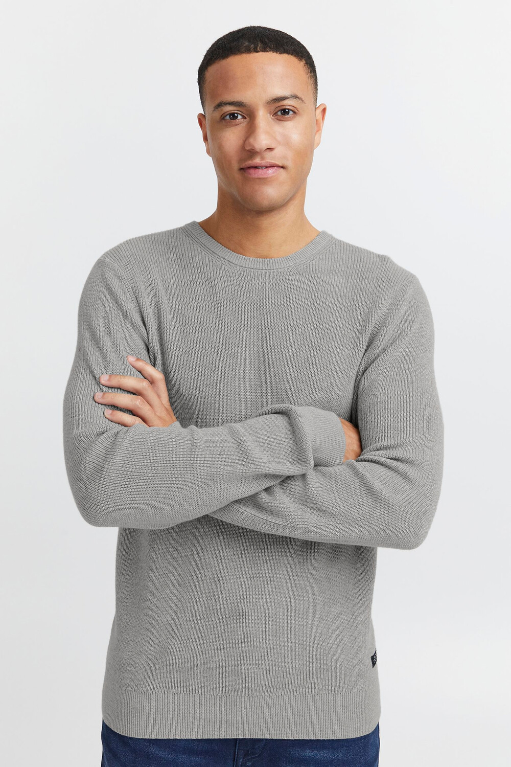 

Пуловер BLEND Rundhals Strick Basic Langarm Sweater, серый