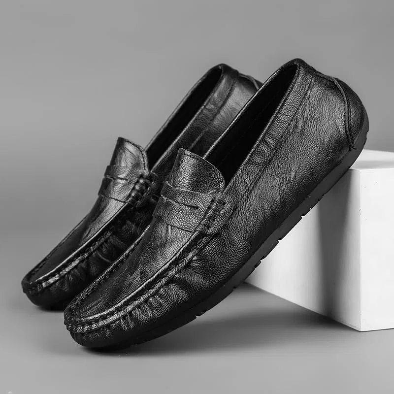 Лоферы мужские, Loafers for Men Round Toe Penny Loafer Shoe Comfortable Flat Heel Lightweight Fashion Slip-on, черный SayfuR — фото 4