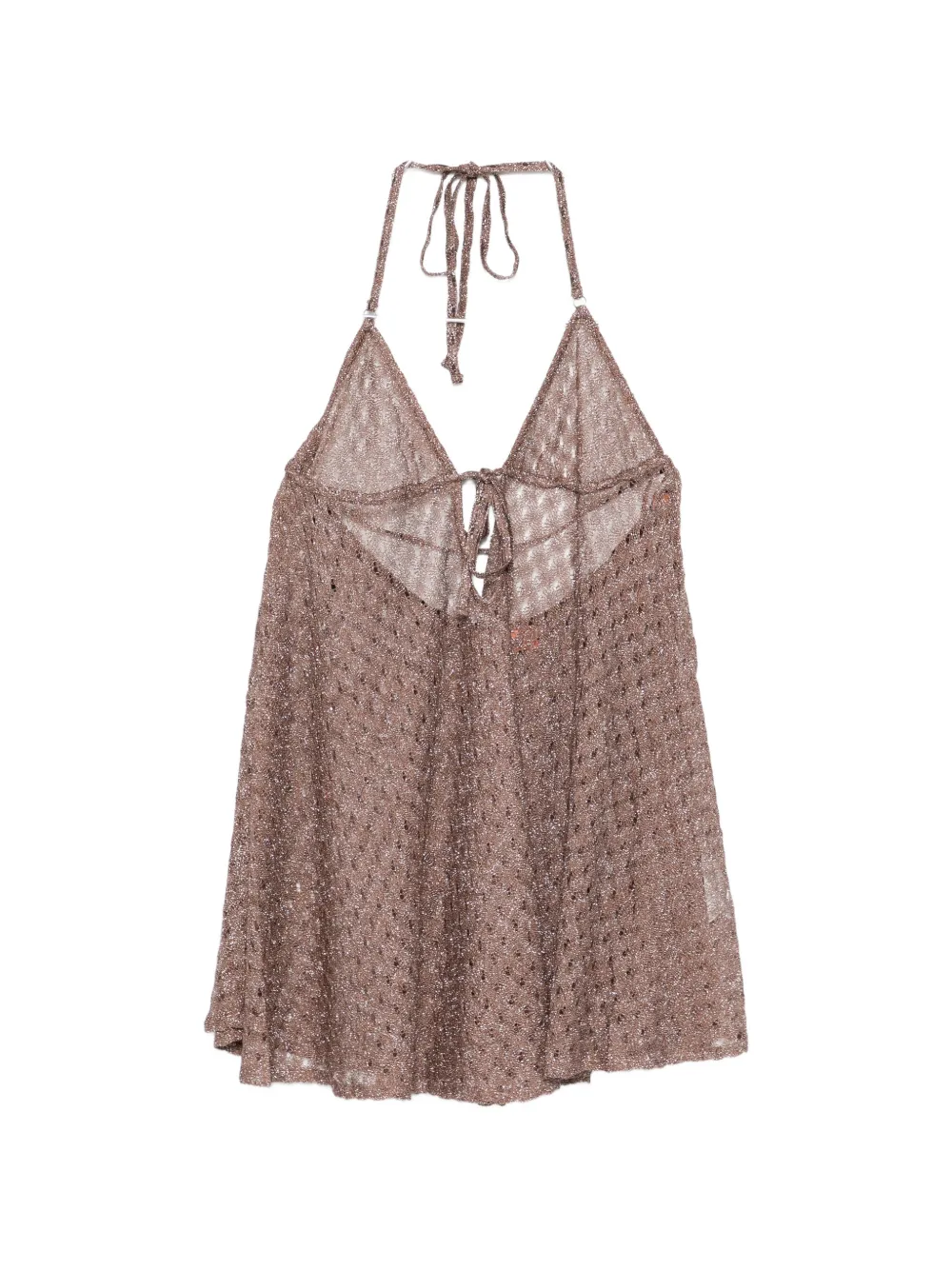 

Вязаное мини-платье на бретельках через шею Missoni, коричневый