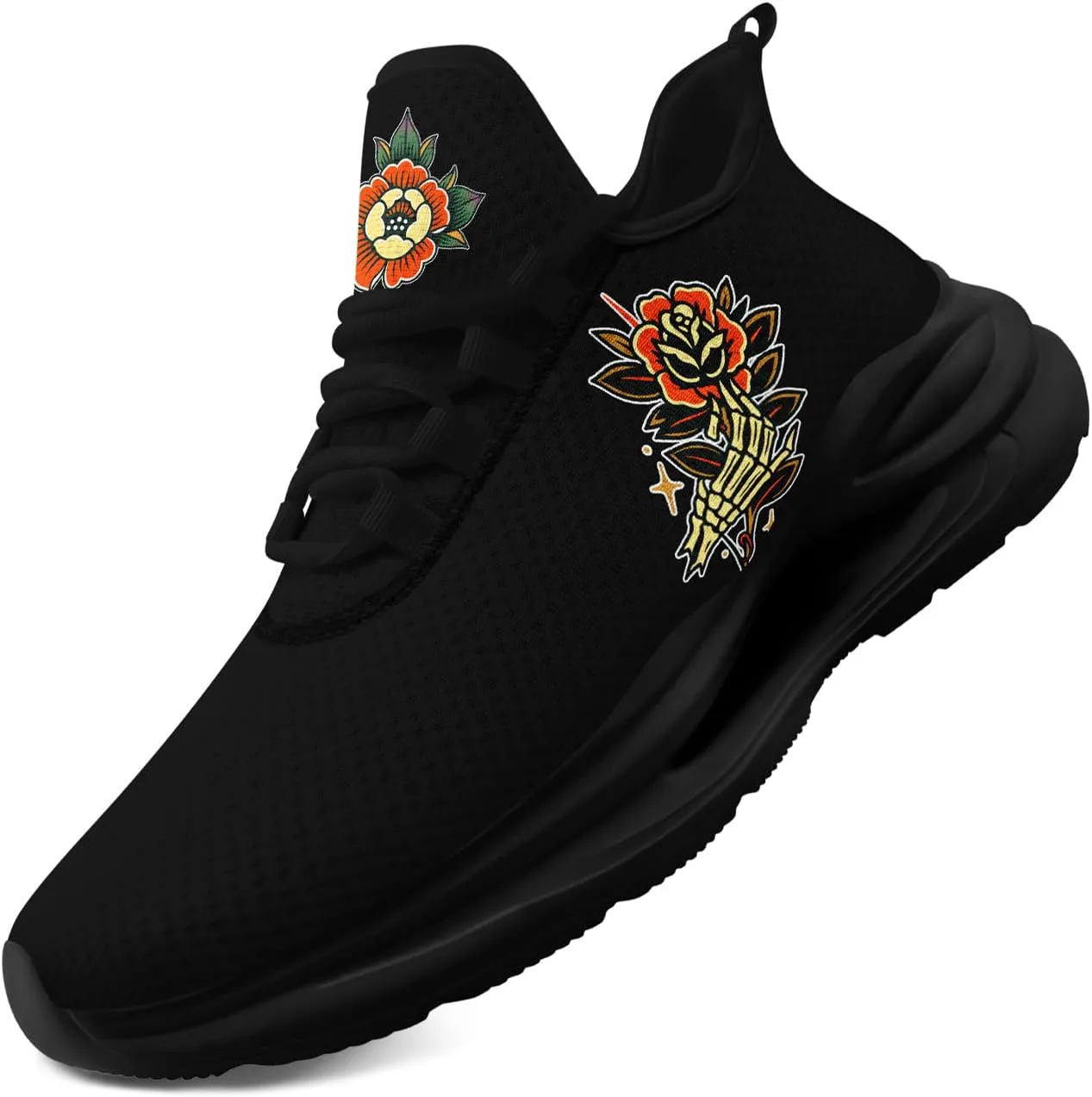Мужские кроссовки с готическим черепом - дышащие сетчатые кроссовки для бега по тропе, повседневные и спортивные кроссовки для женщин Coolcustomize, черный
