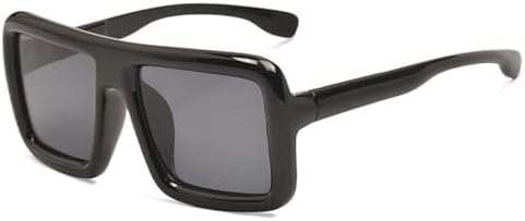 

Модные винтажные квадратные солнцезащитные очки в крупной оправе с защитой от УФ-излучения, стильные ретро-очки большого размера для женщин и мужчин (2027 год) MTZJH, Black