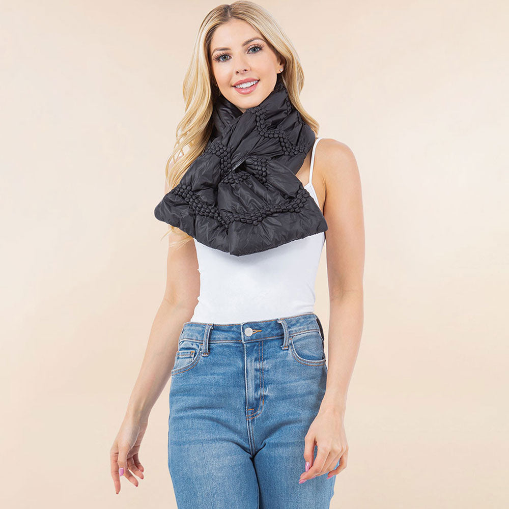 

Уютный зимний стеганый шарф-пуховик Truedames, черный