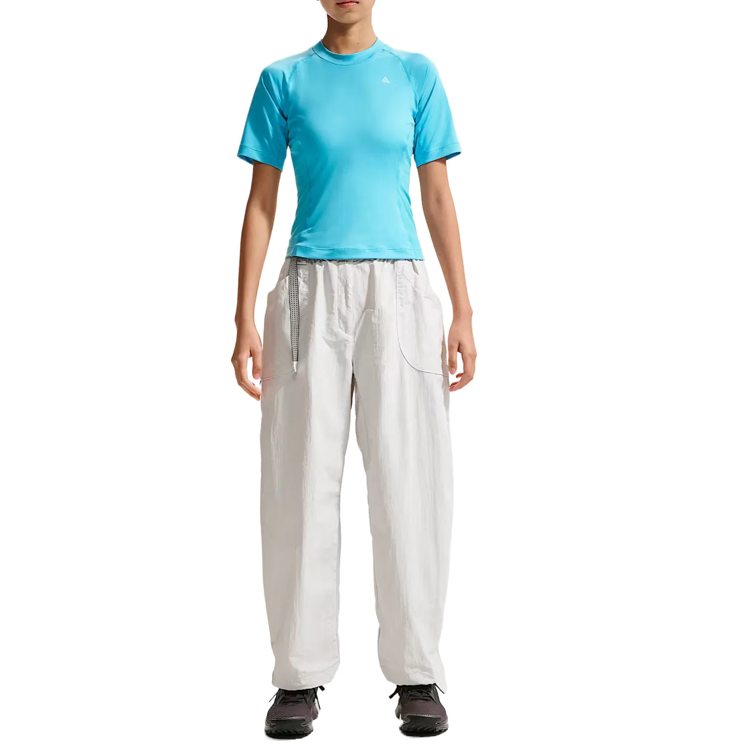 Футболка для бега Dri Fit женская Nike, Baltic Sea Blue/Aurora Blue/Mountain White