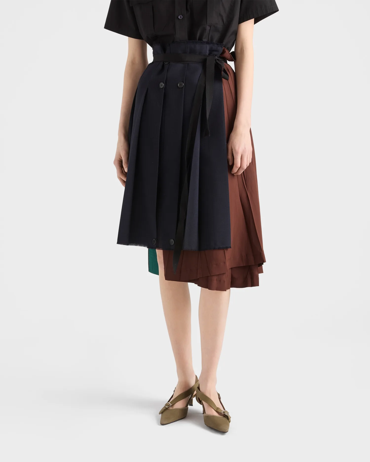 Юбка с лоскутным шитьем из ткани Rush stitch Prada, синий — фото 3