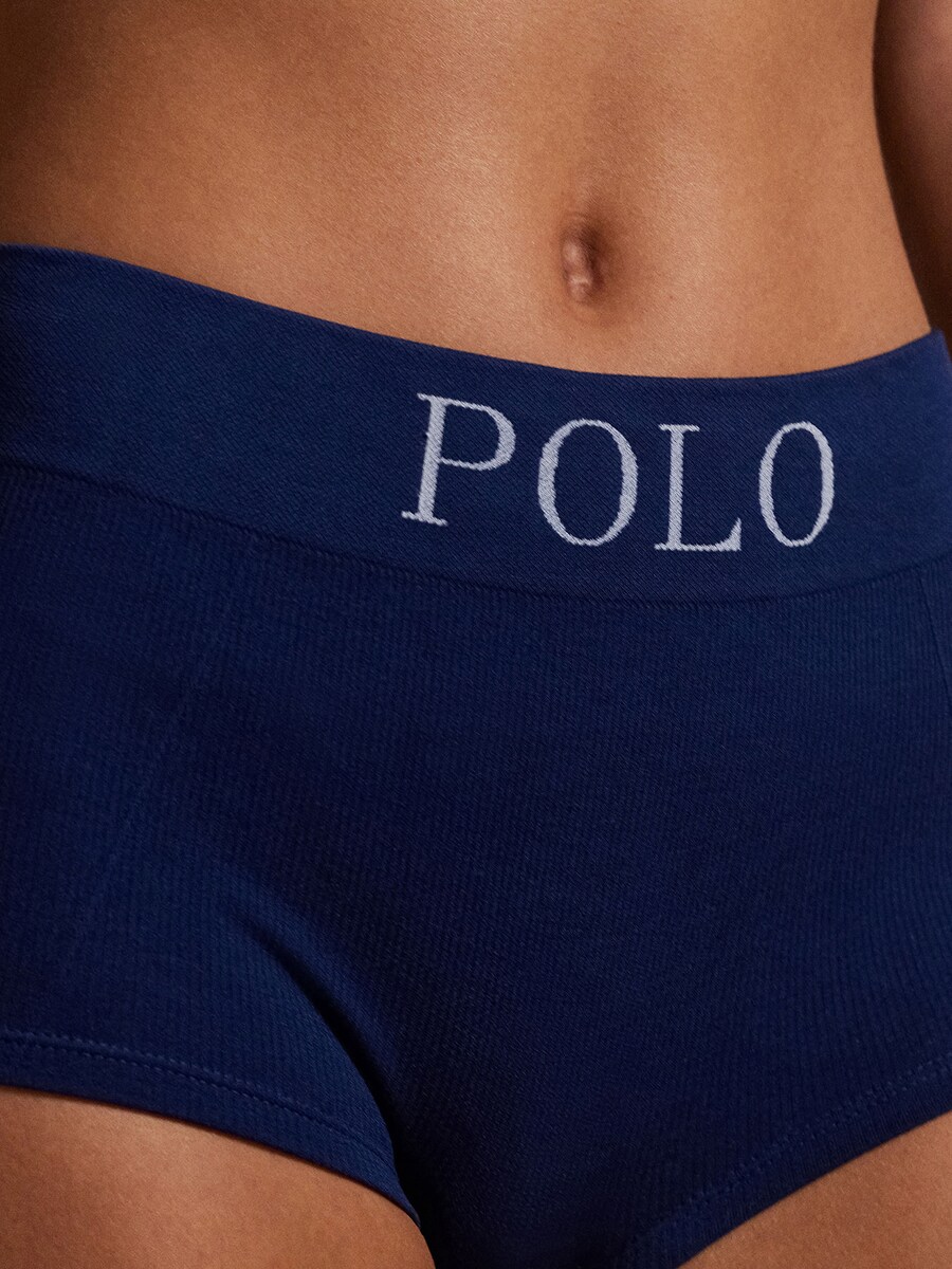 Короткий пижамный комплект Polo Ralph Lauren Ribbed Seamless, темно-синий — фото 3