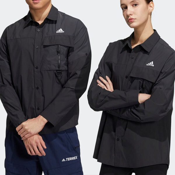 Рубашка adidas Casual Sports Solid Color Breathable Long Sleeves Shirt Black, мультиколор — фото 2