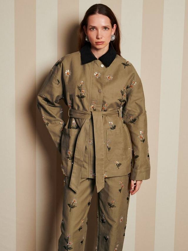 

Пиджак с поясом и пайетками в виде ромашек Sister Jane, Green