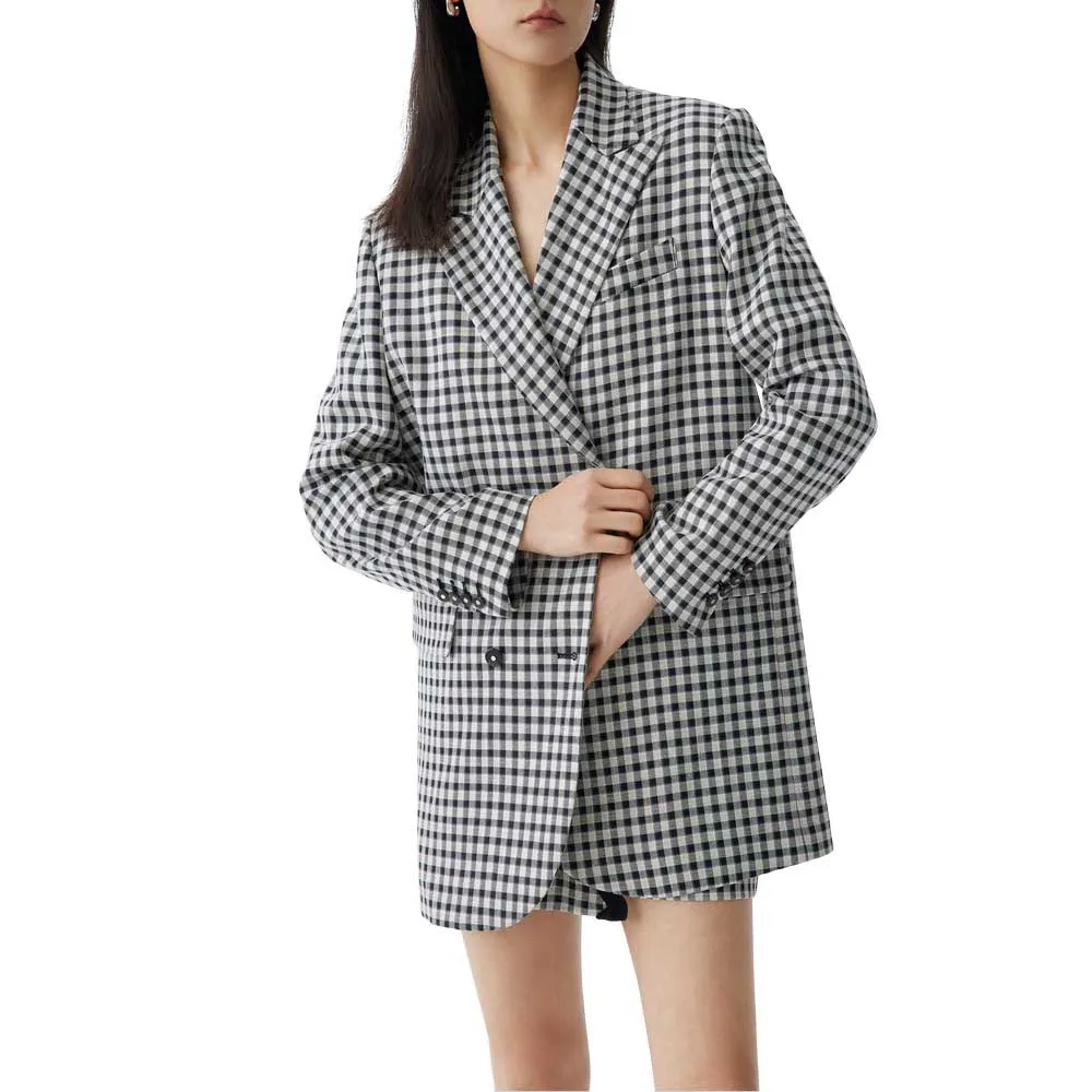 

Блейзер Lily Plaid Shimmer Oversized, серый
