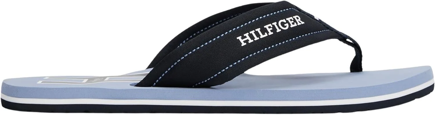 Мужские пляжные сандалии Tommy Hilfiger Hilfiger H с мягкой подкладкой Fm0fm05536 с разделителем для пальцев ног, синий — фото 4