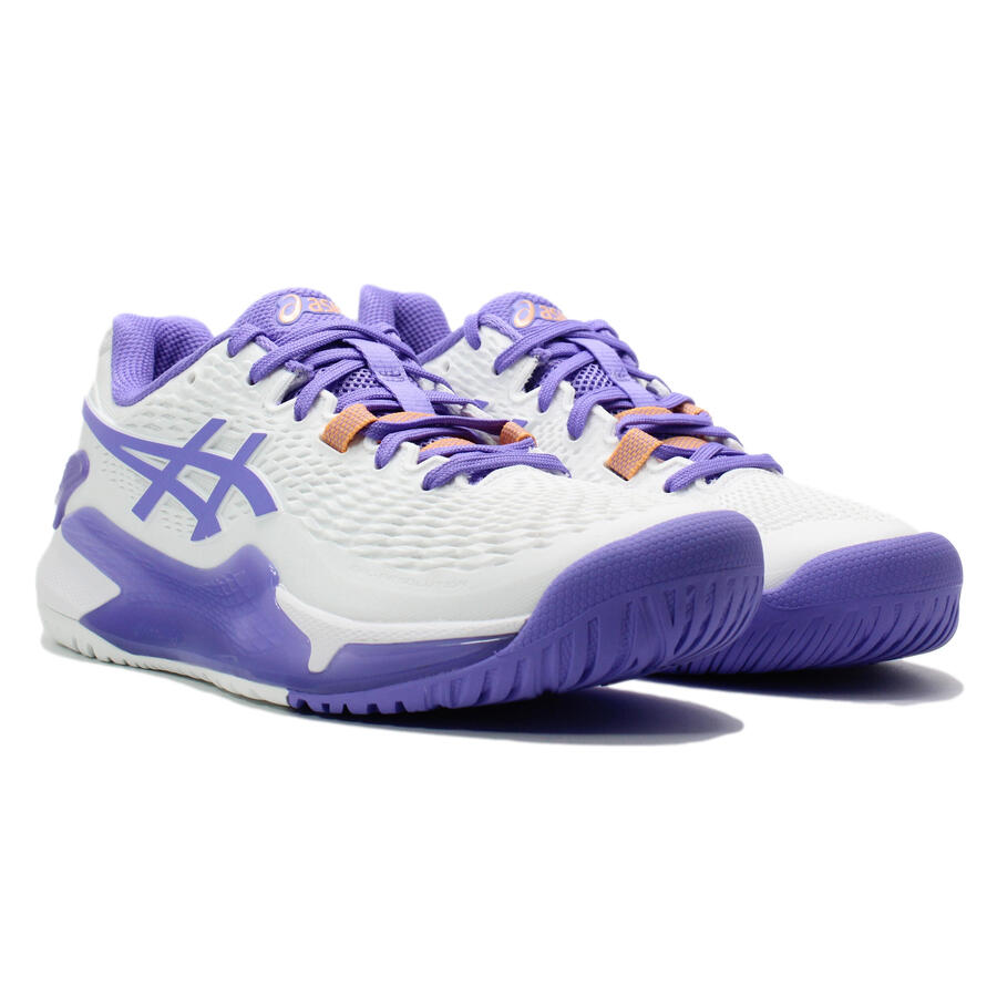 Кроссовки Asics Gel-Resolution 9 1042a208-101 белого и фиолетового цветов для женщин — фото 4