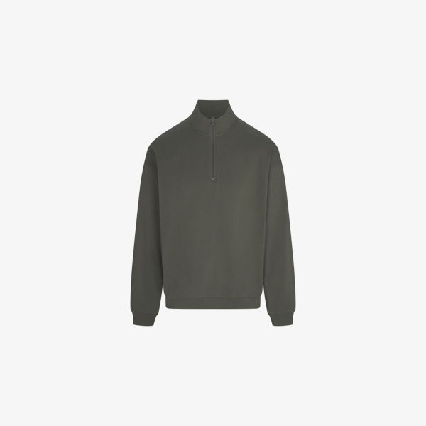 

Свободная полузастёгивающаяся кофта из хлопка и модала Skims, цвет basil