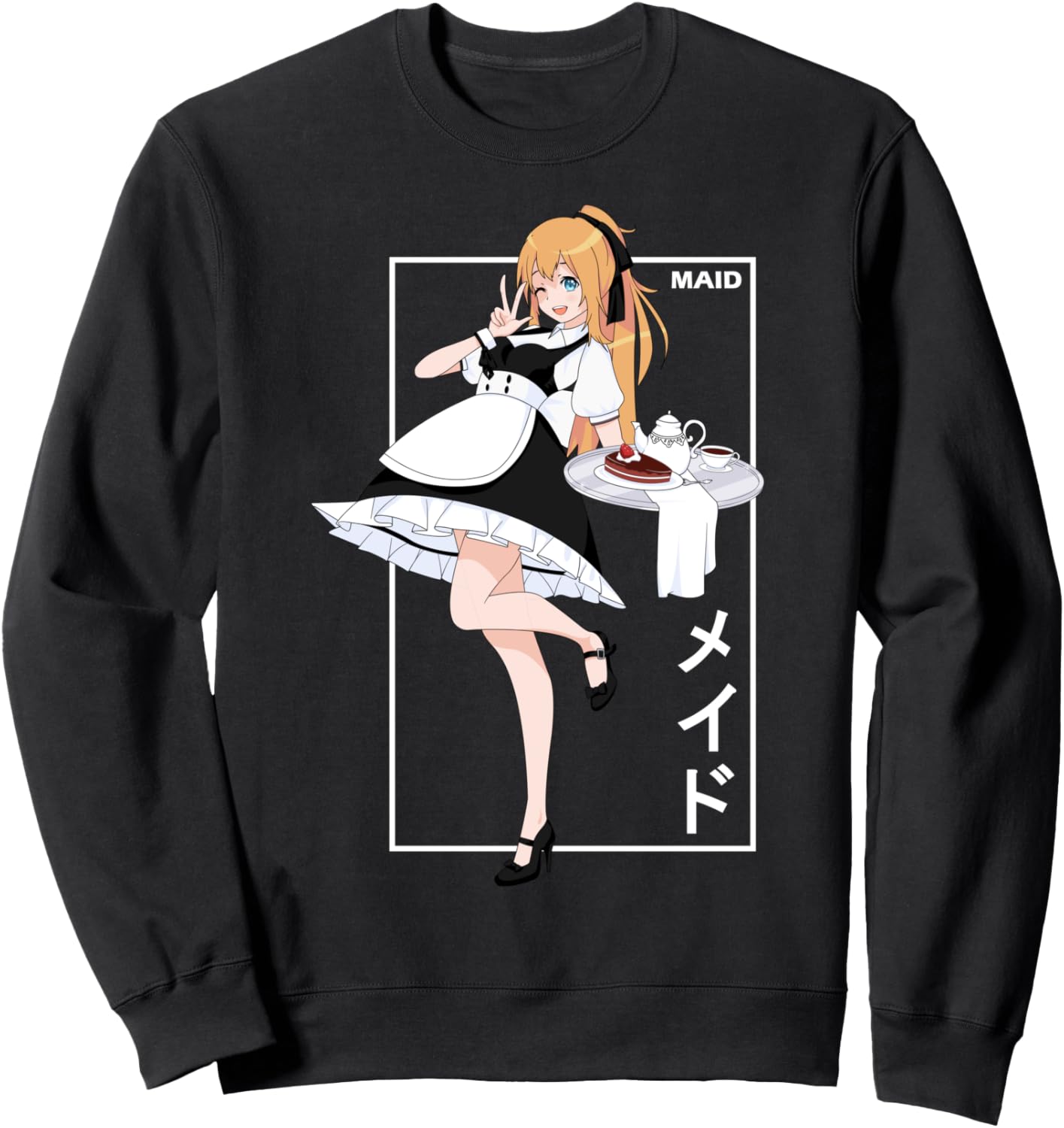 

Японская аниме-толстовка с иероглифами Горничная для гиков Anime Convention And Japanese Anime Maid Cosplay, черный