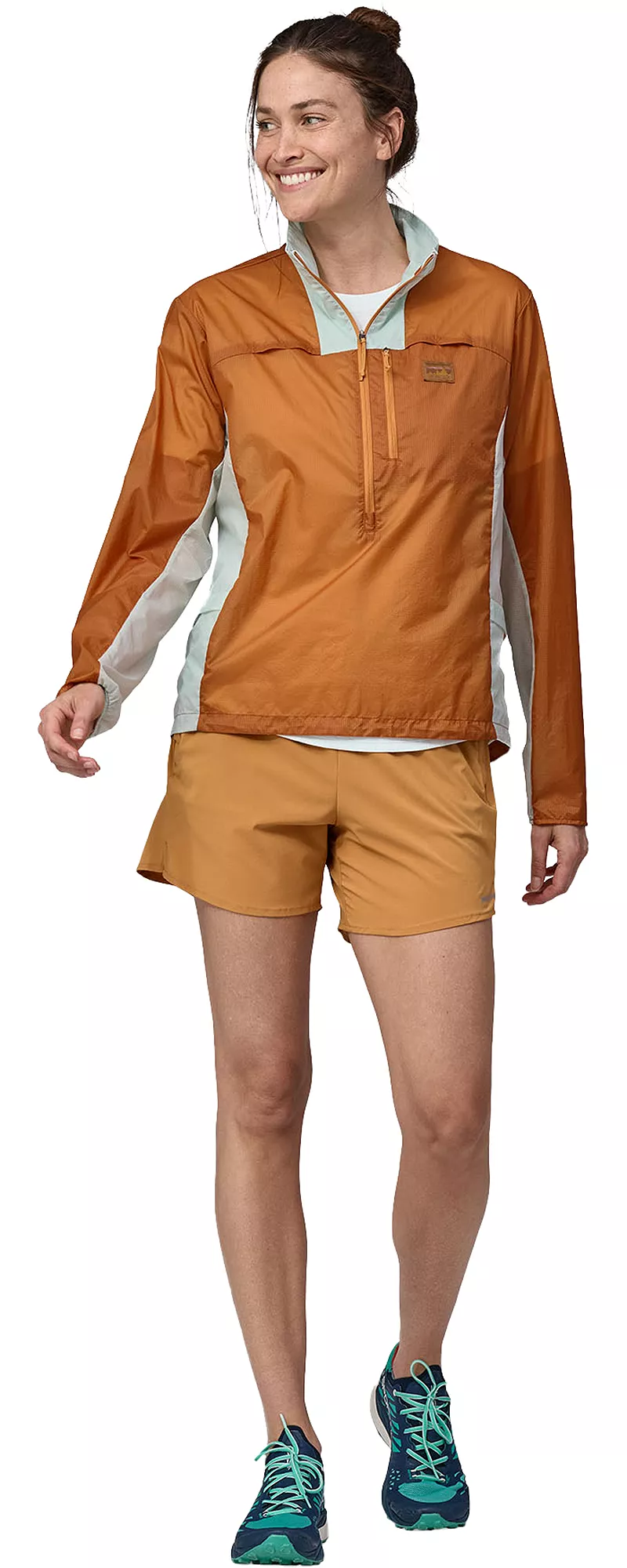 Женский пуловер с молнией 1/2 Patagonia Houdini Stash, цвет Golden Caramel — фото 2
