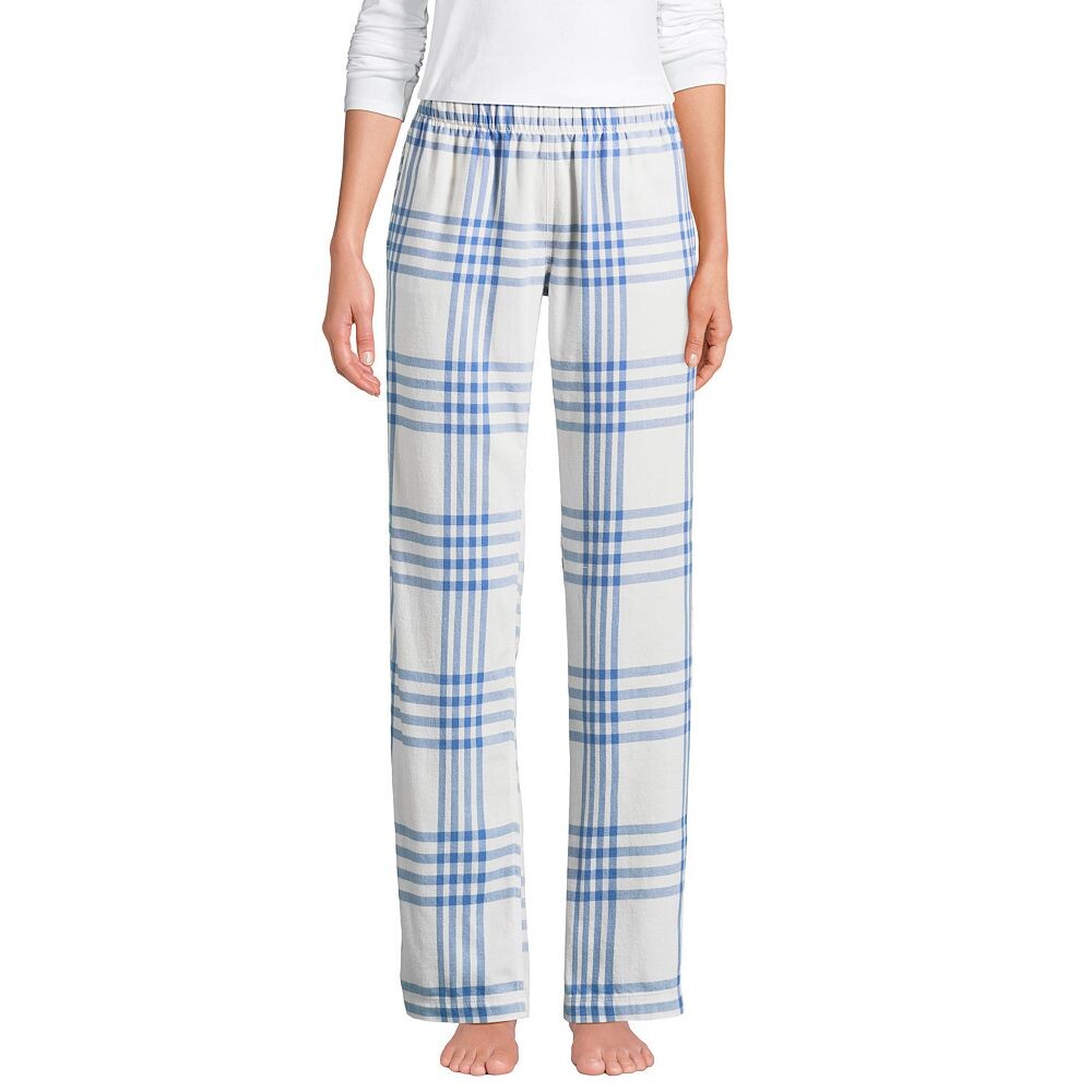 

Женские фланелевые пижамные брюки Lands' End, цвет Clear Blue Plaid