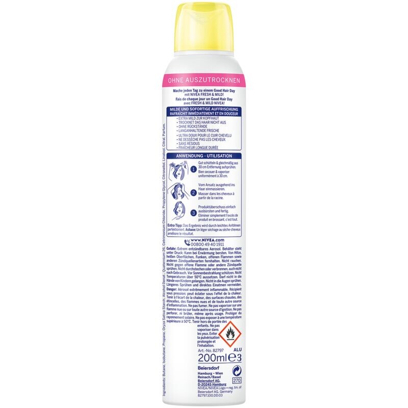 Сухой шампунь Fresh & Mild для светлых тонов волос NIVEA, 200 ml — фото 3