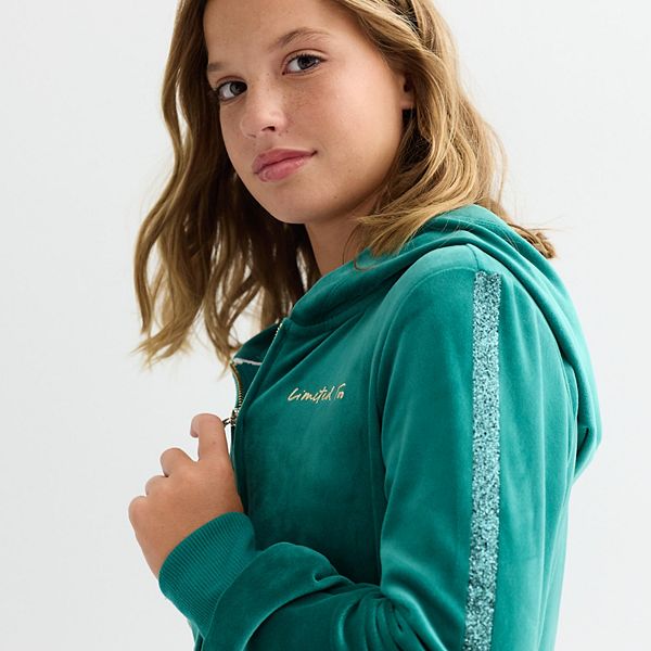 Детская худи на молнии из велюра для девочек 7-16 лет Limited Too, Green — фото 3