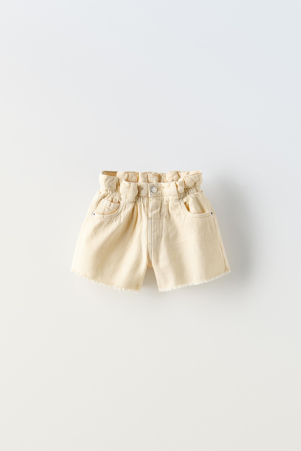 

Шорты-бермуды из твила paperbag ZARA, ваниль