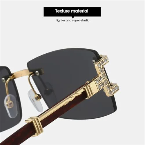 

Женские прямоугольные солнцезащитные очки в стиле панк 2027 года, без оправы, со стразами, мужские солнцезащитные очки с защитой от УФ-излучения UV400 MTZJH, 11