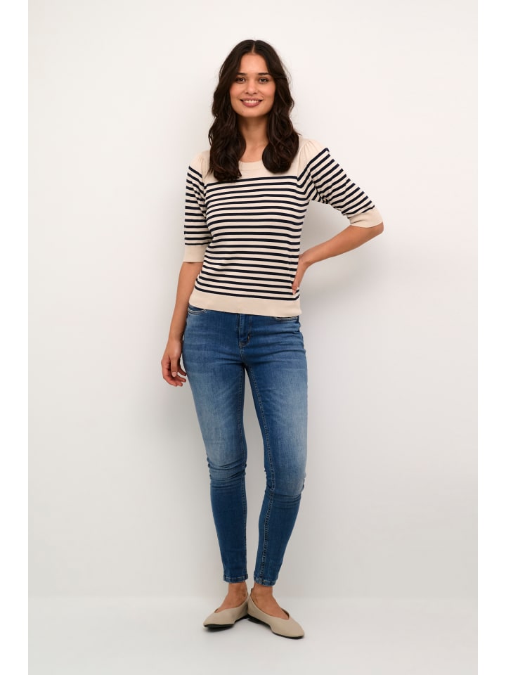 

CULTURE Вязаный свитер CUannemarie Classic fit в синюю полоску Whitecap