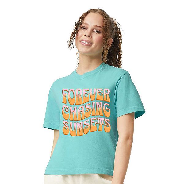 

Футболка кроп с волнообразным принтом "Forever chasing sunsets" Simply Sage Market, Chalky Mint, Зеленый, Футболка кроп с волнообразным принтом "Forever chasing sunsets" Simply Sage Market, Chalky Mint