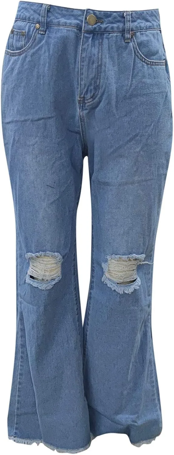 Женские рваные джинсы Baggy High Waist Bootcut — фото 4