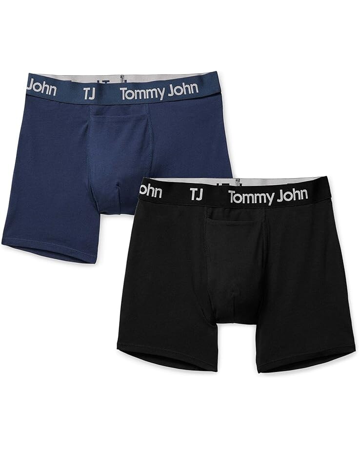 

Боксеры Tommy John Cotton Stretch 4" Boxer Brief 2-Pack, цвет Dress Blues/Black