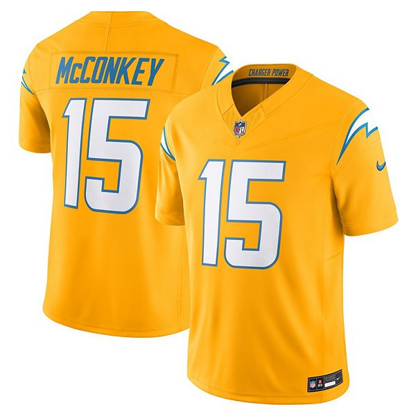 

Мужская футболка Los Angeles Chargers Ladd McConkey Gold Alternate Charger Power Vapor FUSE Limited Nike
