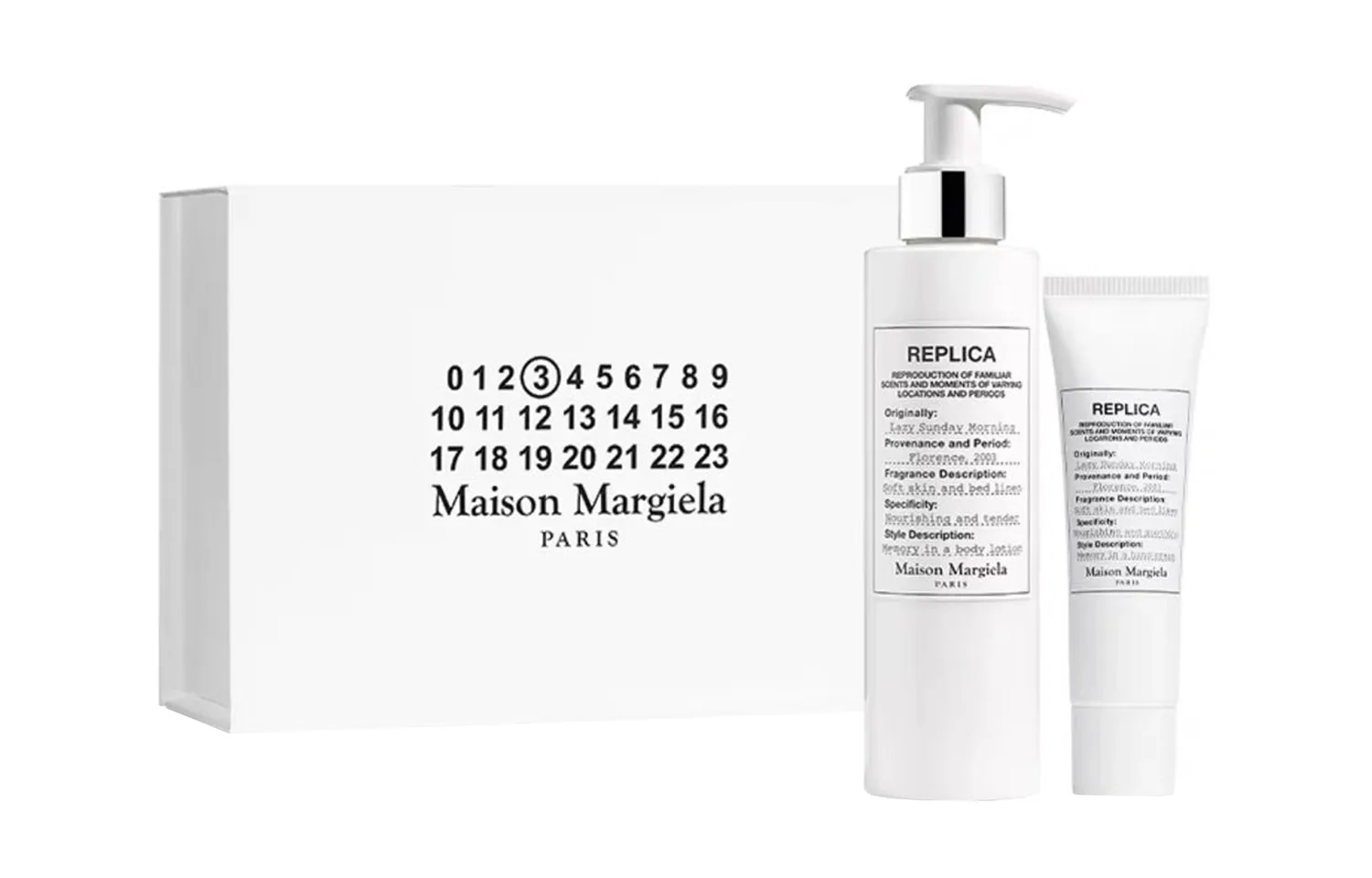 Лосьон для тела и крем для рук Lazy Weekend для ухода и успокоения кожи Maison Margiela, Three-Piece Set: Lazy Weekend Body Lotion 400ml+Lazy Weekend Shower Gel 400ml+Lip Balm 15g — фото 2