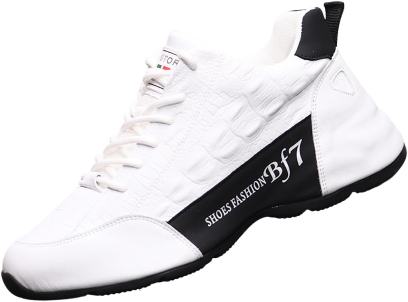 

Мужские кроссовки с высоким верхом из кожи с узором под крокодила, на шнуровке, легкие, мягкая подошва с противоскользящим эффектом, спортивная обувь для баскетбола, тенниса, прогулок, бега и волейбола Netehadi, белый/черный