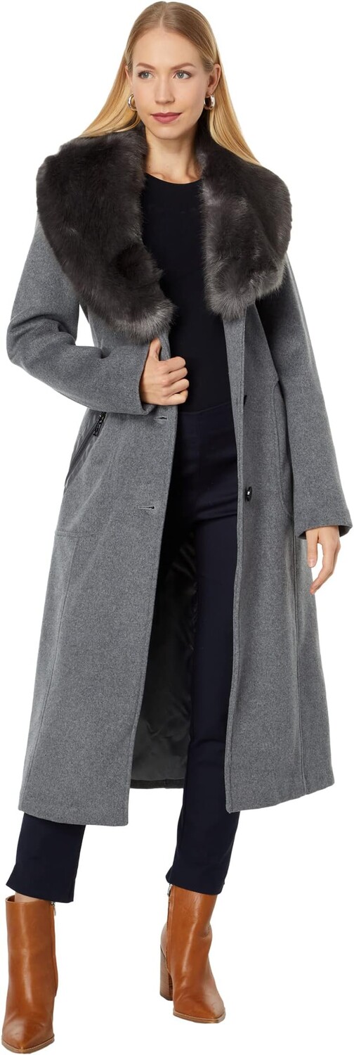 

Пальто Vince Camuto Wool Coat w/ Faux Fur V20741-ZU, цвет Medium Grey