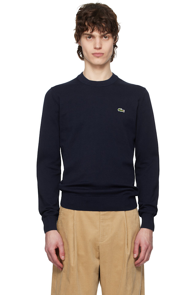 

Хлопковый свитер с круглым вырезом Lacoste, синий