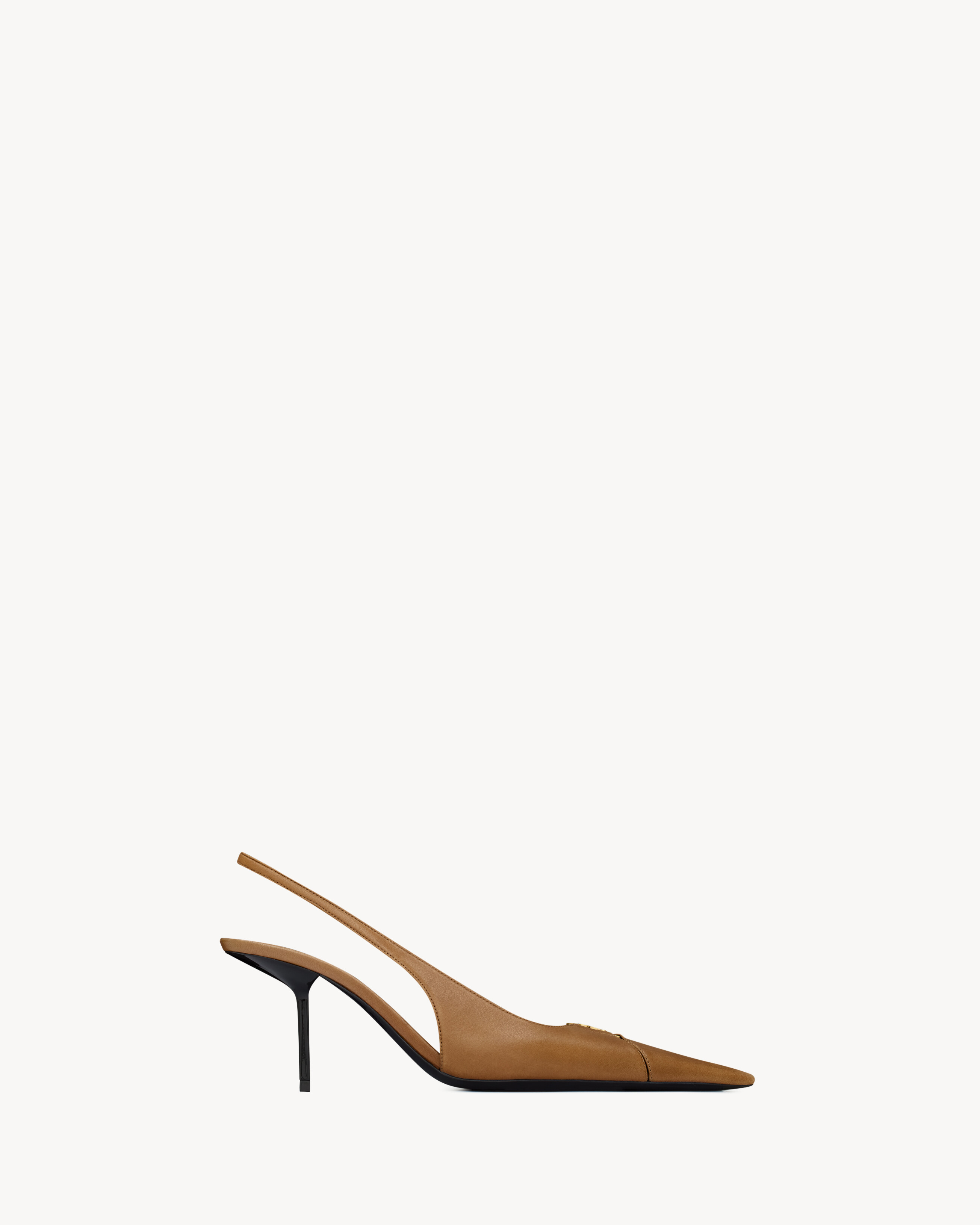 Туфли-лодочки BABYLONE BRETEUIL с открытой пяткой из гладкой кожи Saint Laurent, коричневый