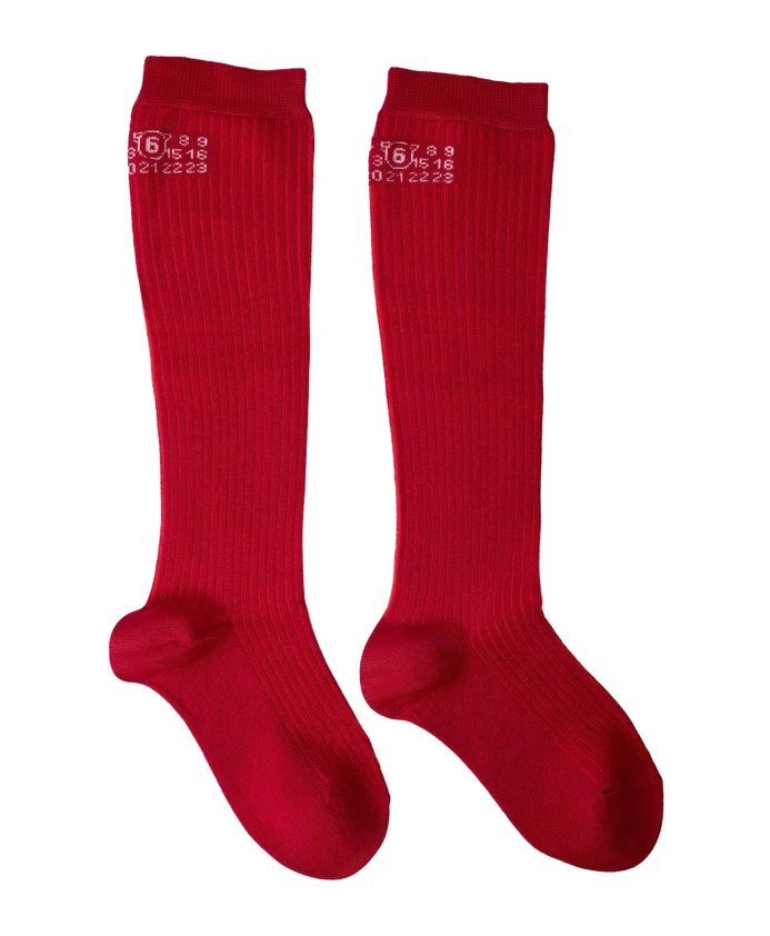 

Сетчатые носки с логотипом и ребристой текстурой Mm6 Maison Margiela, красный