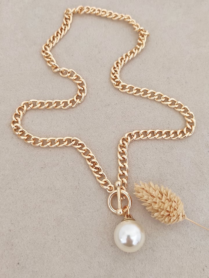 

Позолоченное колье с декоративными жемчужинами - (Д)42 см Nakkash