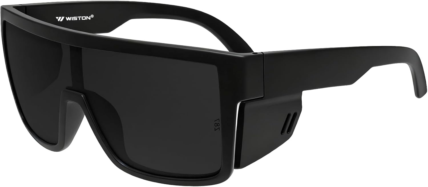 

Солнцезащитные очки WISTON XL Z87 для мужчин и женщин с большой широкой головой, сверхлегкие боковые щитки TR90 с защитой от УФ-излучения UV400, модель W8703, Matte Black/Grey
