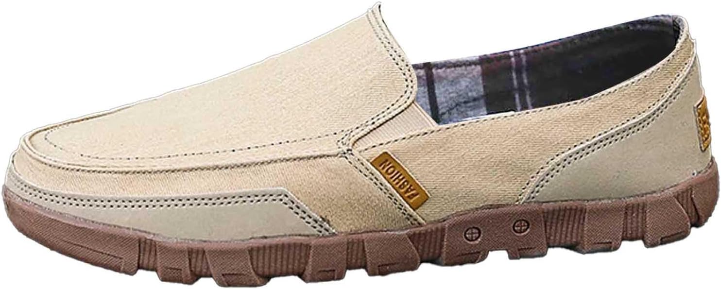 

Мужские повседневные лоферы из холщовой ткани, дышащие, удобные, на плоской подошве, легкая обувь, подходящая для ежедневного ношения Generic, хаки