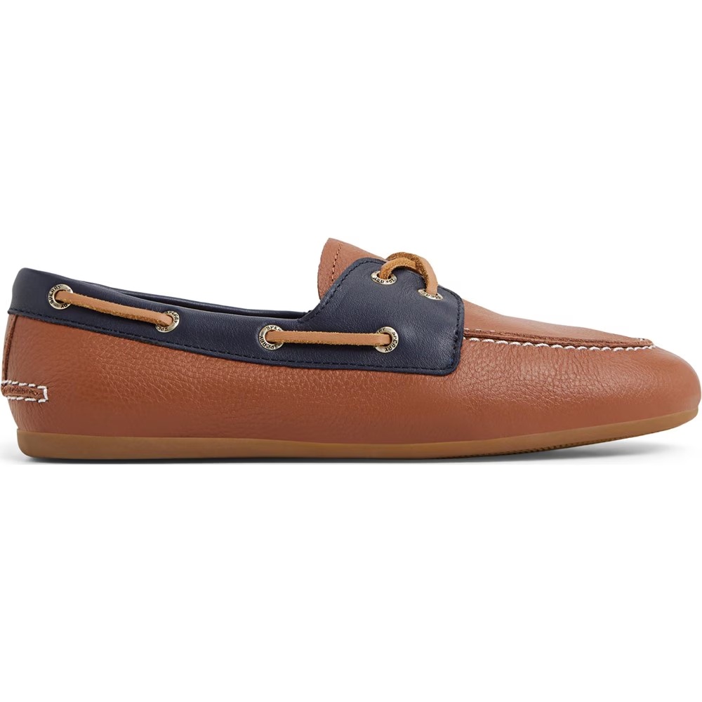 Тонкие кожаные туфли-лодочки Sperry, коричневый — фото 2