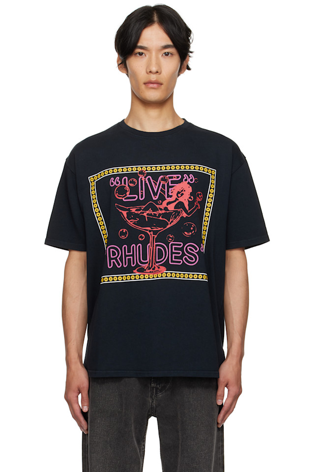 

Rhude Черная футболка с надписью «live rhudes»
