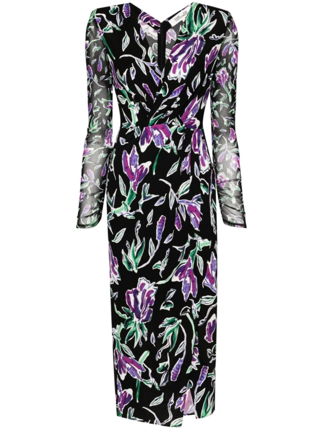 

DVF Diane von Furstenberg платье миди с цветочным принтом, черный