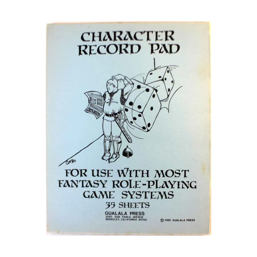 

Панель для записи персонажей, AD&D Accessories (Gualala Press)